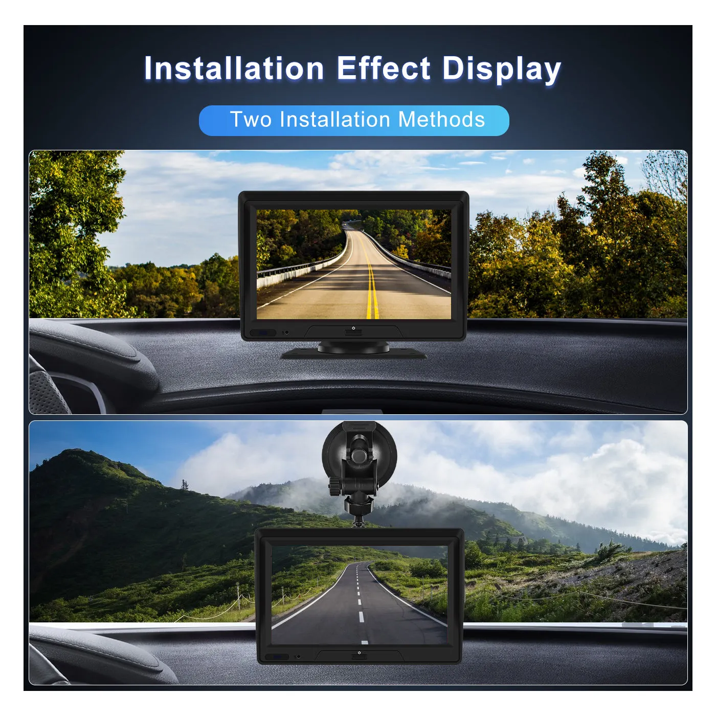 PODOFO Newest Portable Car Stereo with Wireless Carplay Android Auto, 7 inch HD Touchscreen Car Radio Receiver with Dash Camera/Backup Camera, 64G TFCard /Aux , Mirrorlink, FM Transmitter, Voice Control