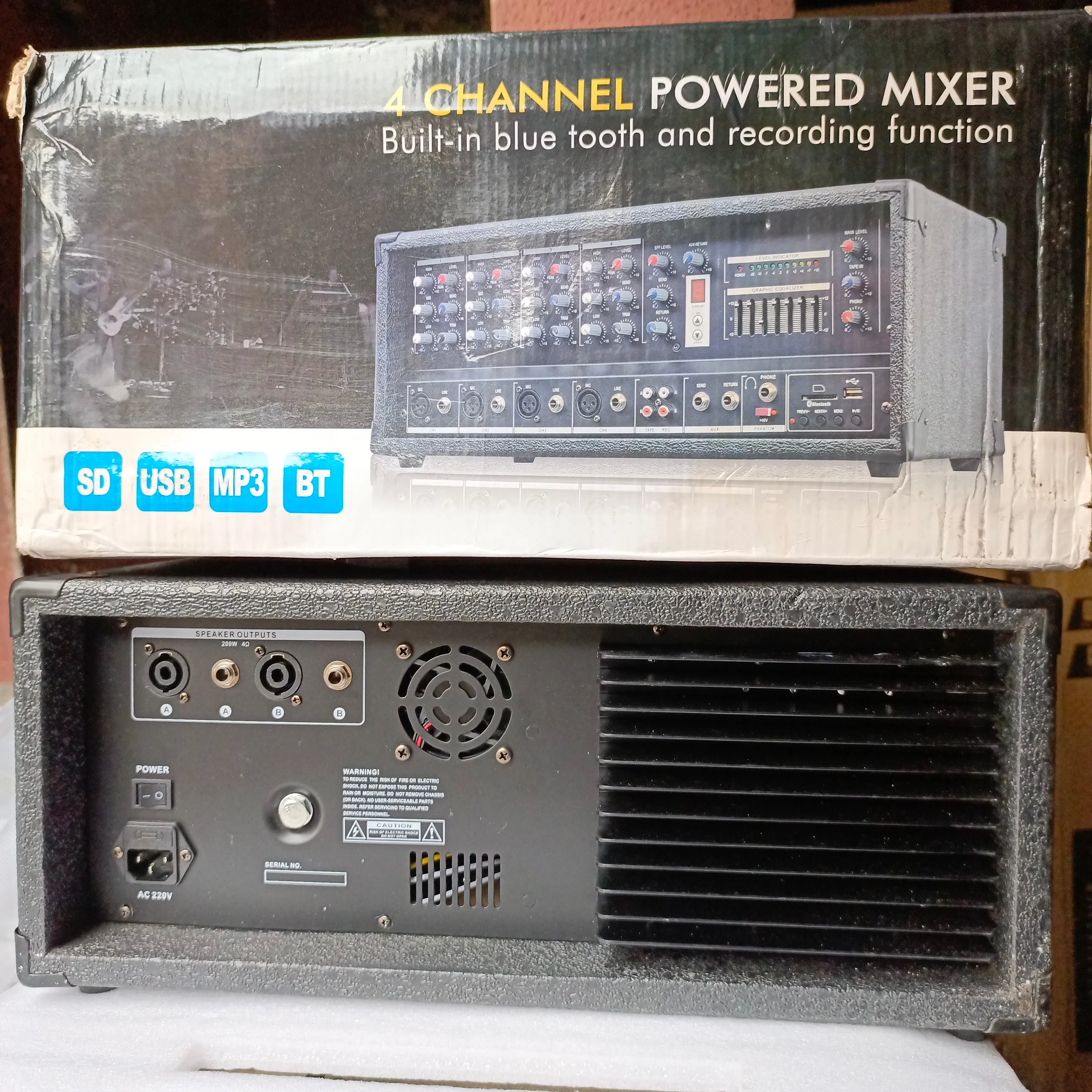 Professional PC-4400USB 4-Channel Mixer Amplifier with 16DSP, Bluetooth, USB and SD - Brand New