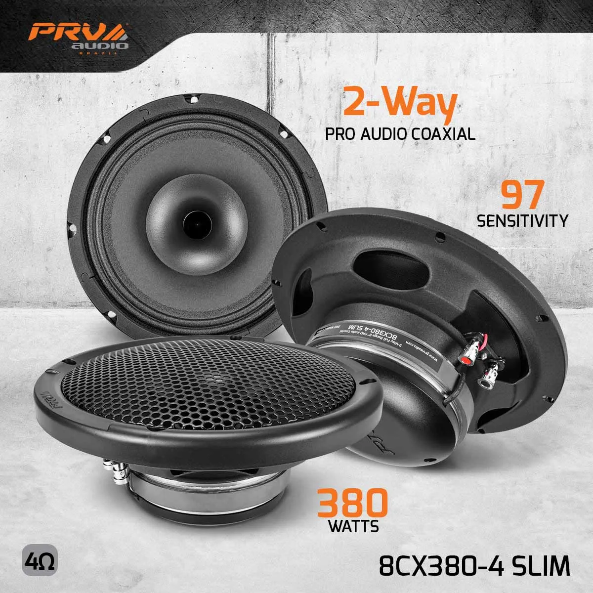 PRV Audio 8CX380-4 SLIM 8" Pro Coaxial Horn Speaker