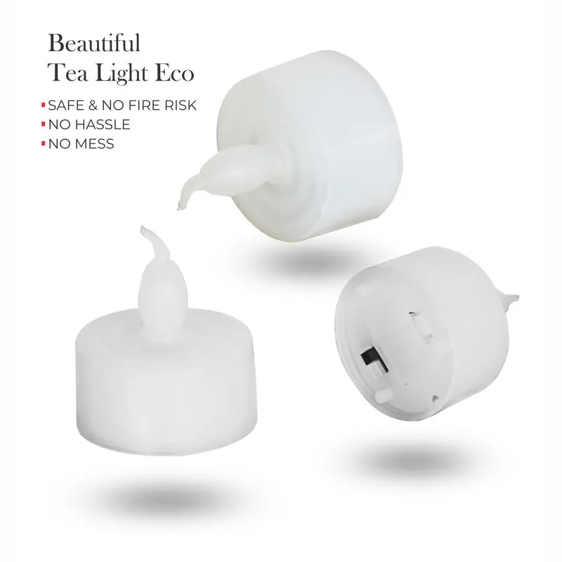 Pure Source India Flickering Flameless and Smokeless LED Tealight Candles for Wedding/Party Decorations/Birthday (Warm White) (4 X 5 CM) (18 PCS)