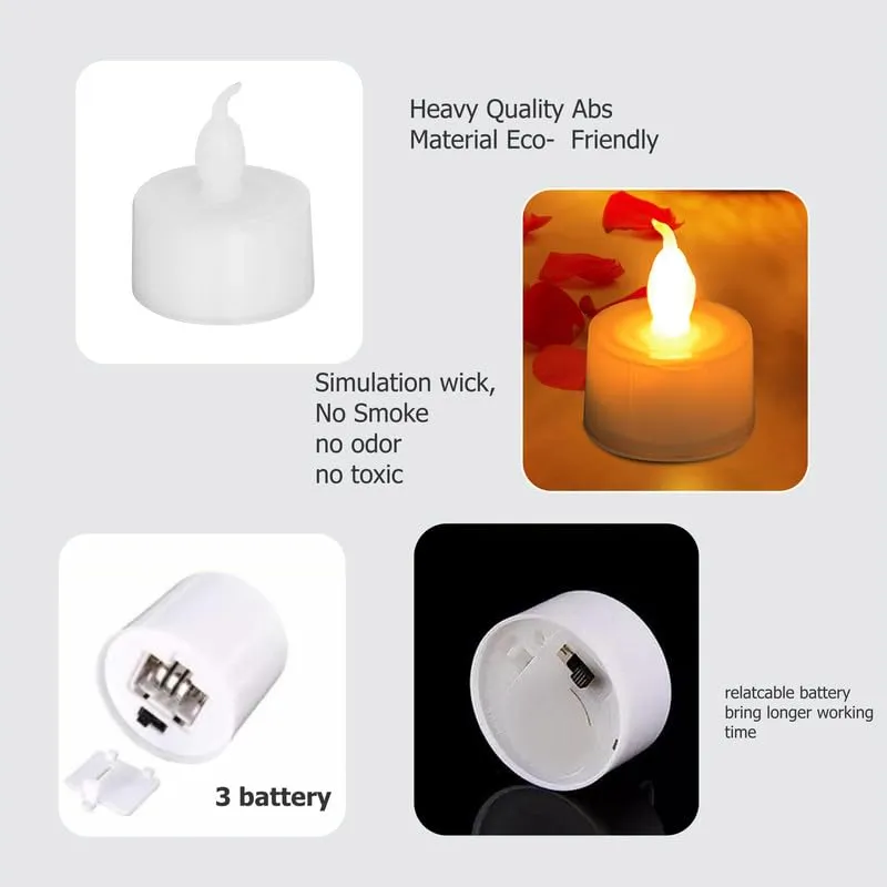 Pure Source India Flickering Flameless and Smokeless LED Tealight Candles for Wedding/Party Decorations/Birthday (Warm White) (4 X 5 CM) (18 PCS)