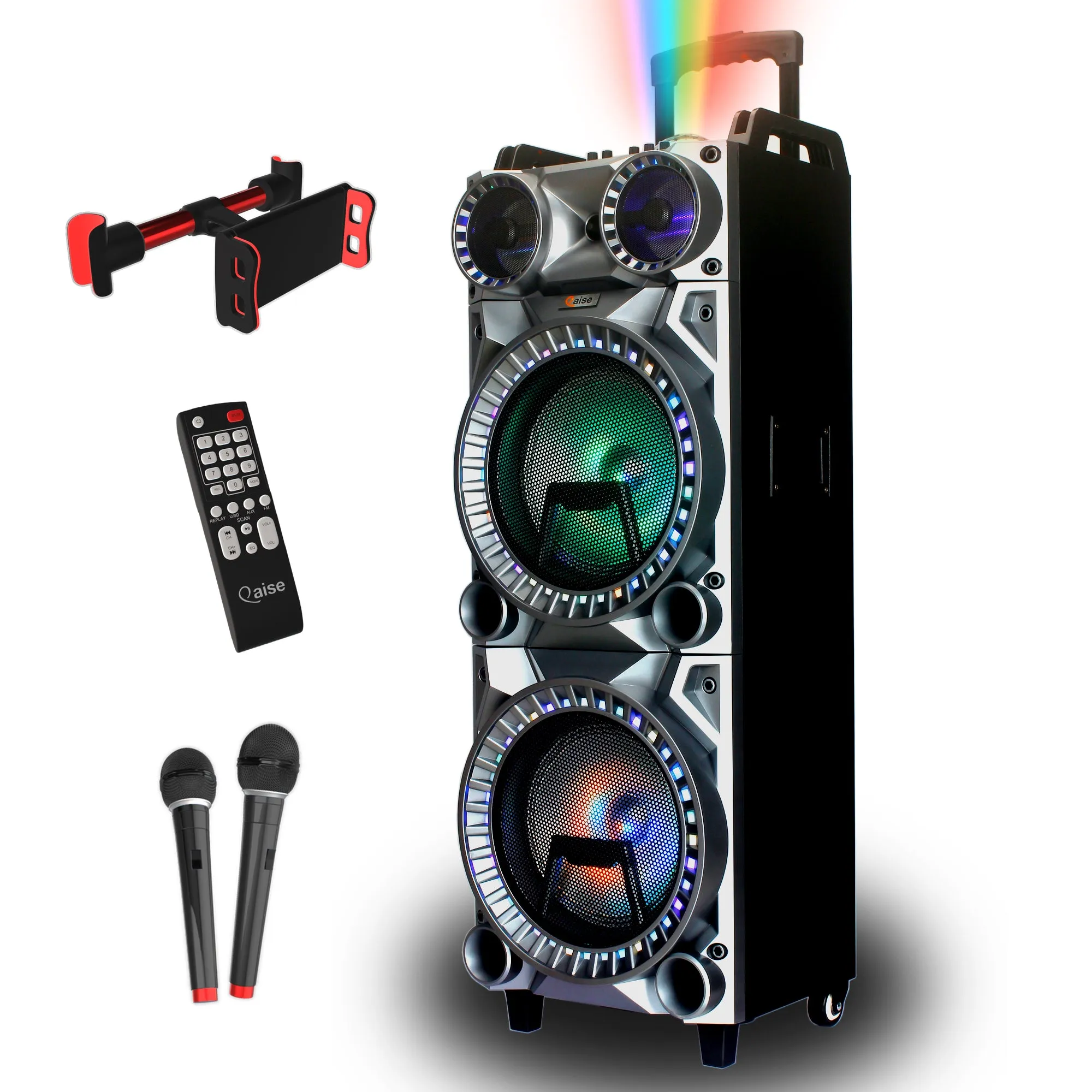 QPB-21002 High Power Dual 10" Rechargeable Bluetooth karaoke speaker