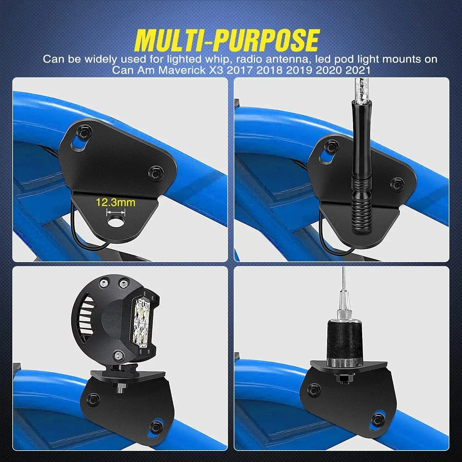Rear Pillar Flag Antenna Mounts For 2017-2021 Can-am Maverick X3