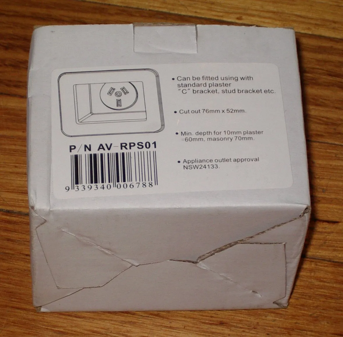 Recessed Australian 240VAC 10Amp Mains Power Outlet - Part # AV-RPS01