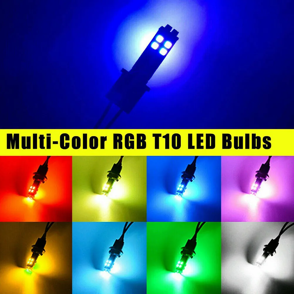 RGB T10 W5W Led Bulbs Multi-color 360-degree Lighting Interior