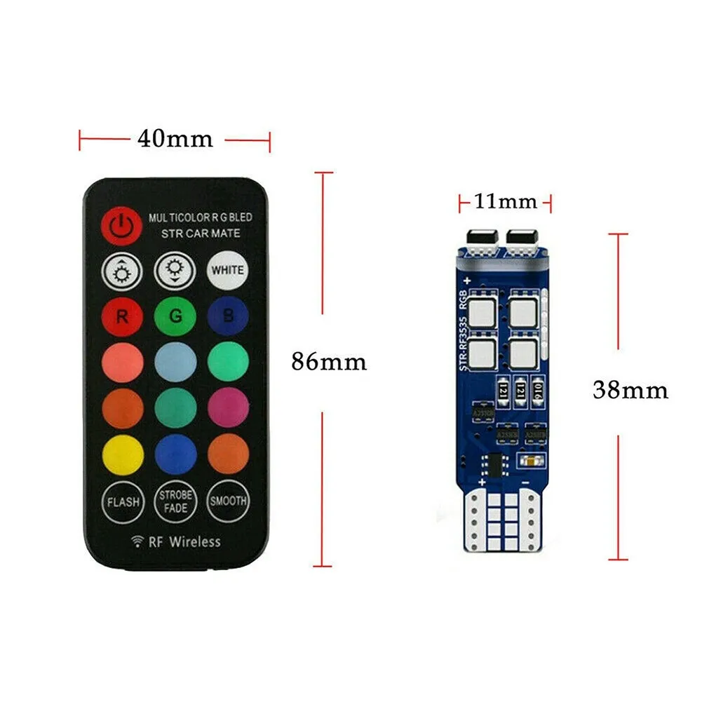 RGB T10 W5W Led Bulbs Multi-color 360-degree Lighting Interior
