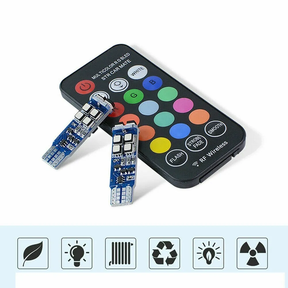 RGB T10 W5W Led Bulbs Multi-color 360-degree Lighting Interior