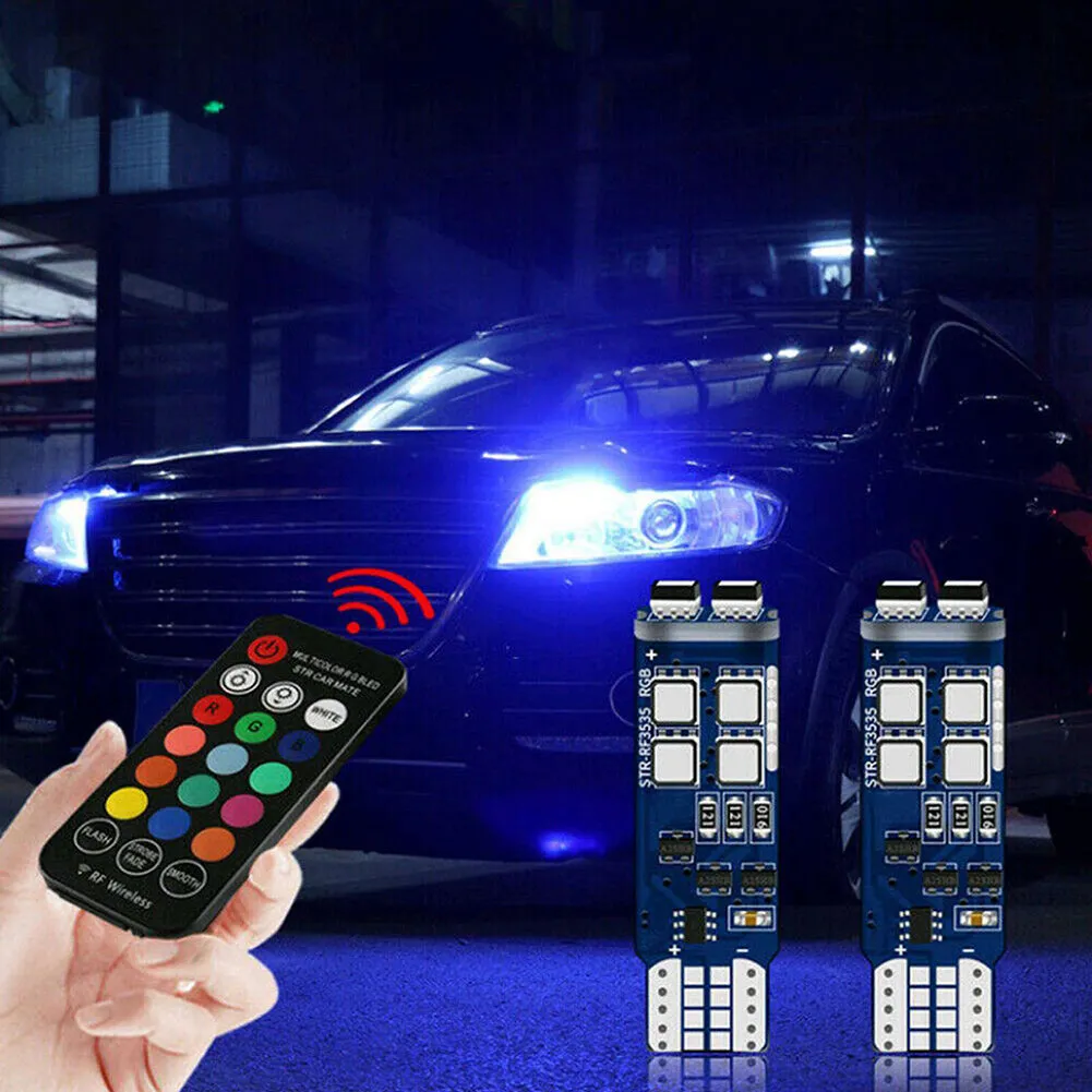 RGB T10 W5W Led Bulbs Multi-color 360-degree Lighting Interior