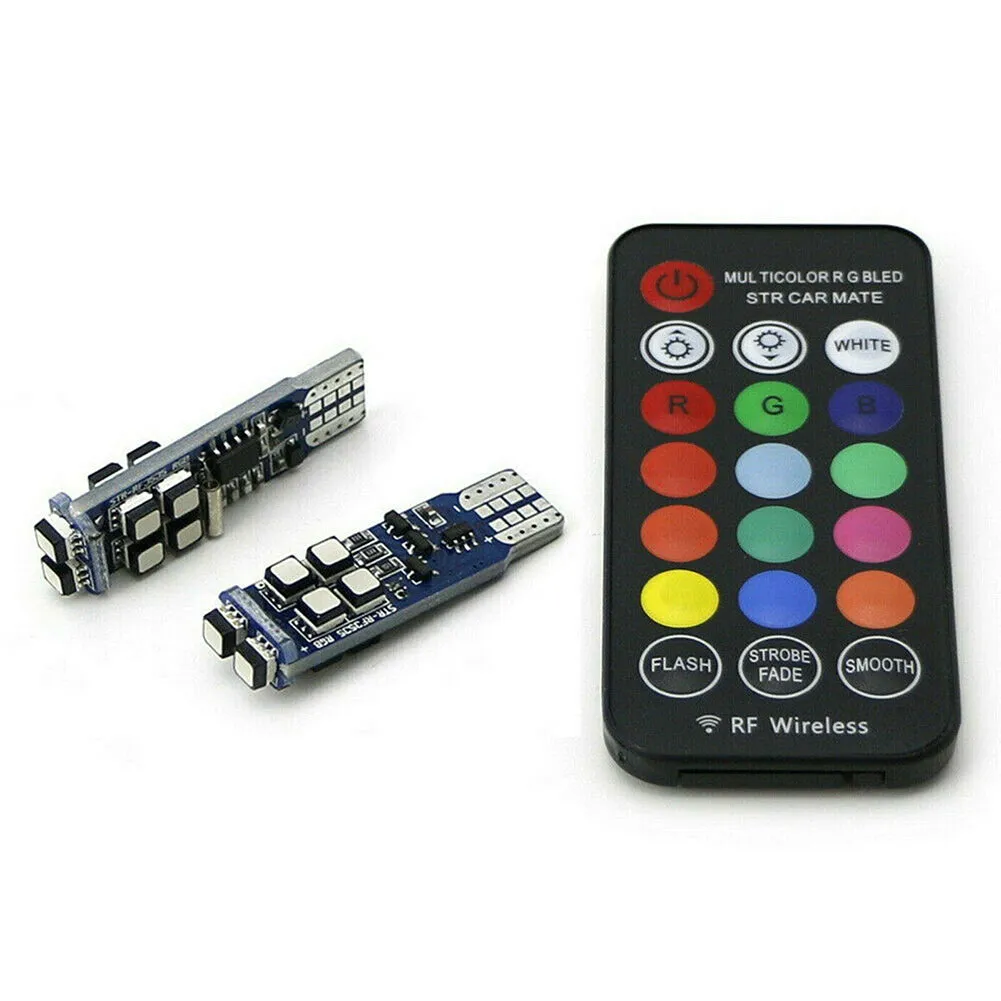 RGB T10 W5W Led Bulbs Multi-color 360-degree Lighting Interior