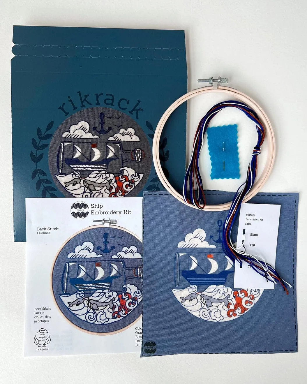 Rikrack Embroidery Kit Ship