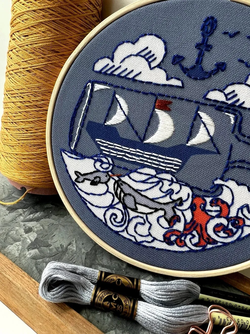 Rikrack Embroidery Kit Ship