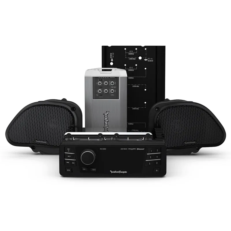 Rockford Fosgate HD9813RG-STAGE2 1998-2013 Harley-Davidson® Road Glide® Source Unit, 2-Speaker & Amp Kit (Gen-2)