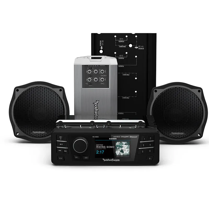 Rockford Fosgate HD9813SG-STAGE2 1998-2013 Harley-Davidson® Street Glide® Source Unit, 2-Speaker & Amp Kit (Gen-2)