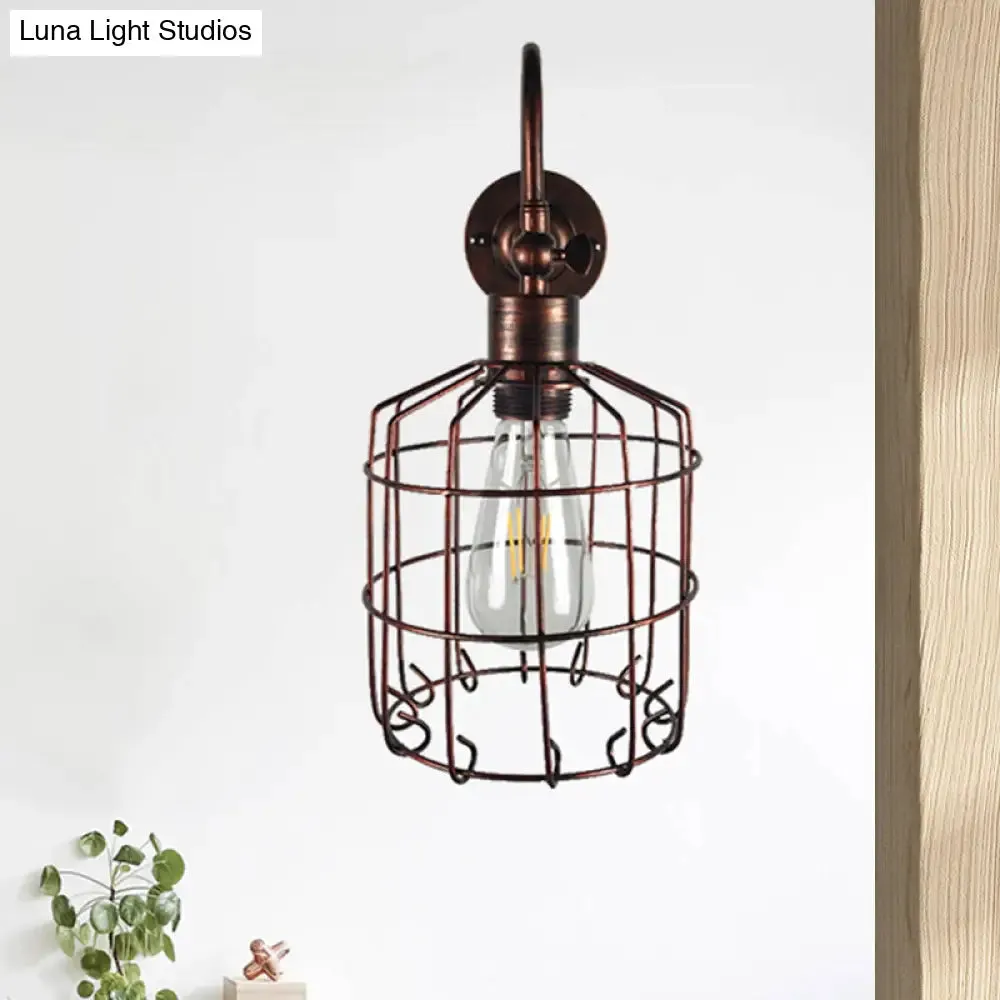 Rustic Stylish Birdcage Iron Wall Sconce Light Fixture - Antique Brass/Weathered Copper - Perfect for Restaurants
