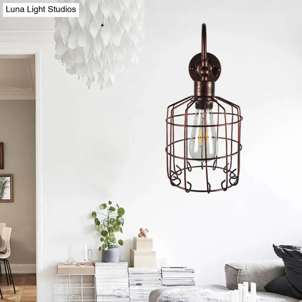 Rustic Stylish Birdcage Iron Wall Sconce Light Fixture - Antique Brass/Weathered Copper - Perfect for Restaurants