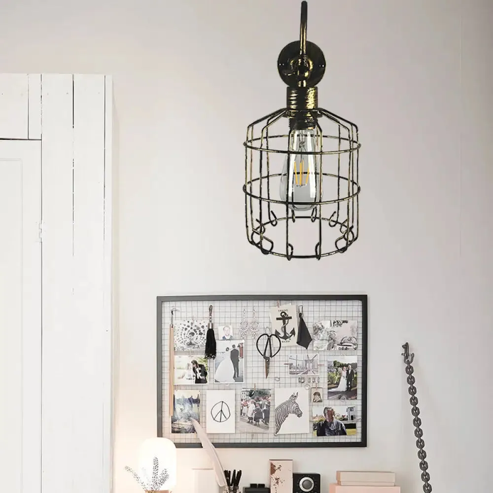 Rustic Stylish Birdcage Iron Wall Sconce Light Fixture - Antique Brass/Weathered Copper - Perfect for Restaurants