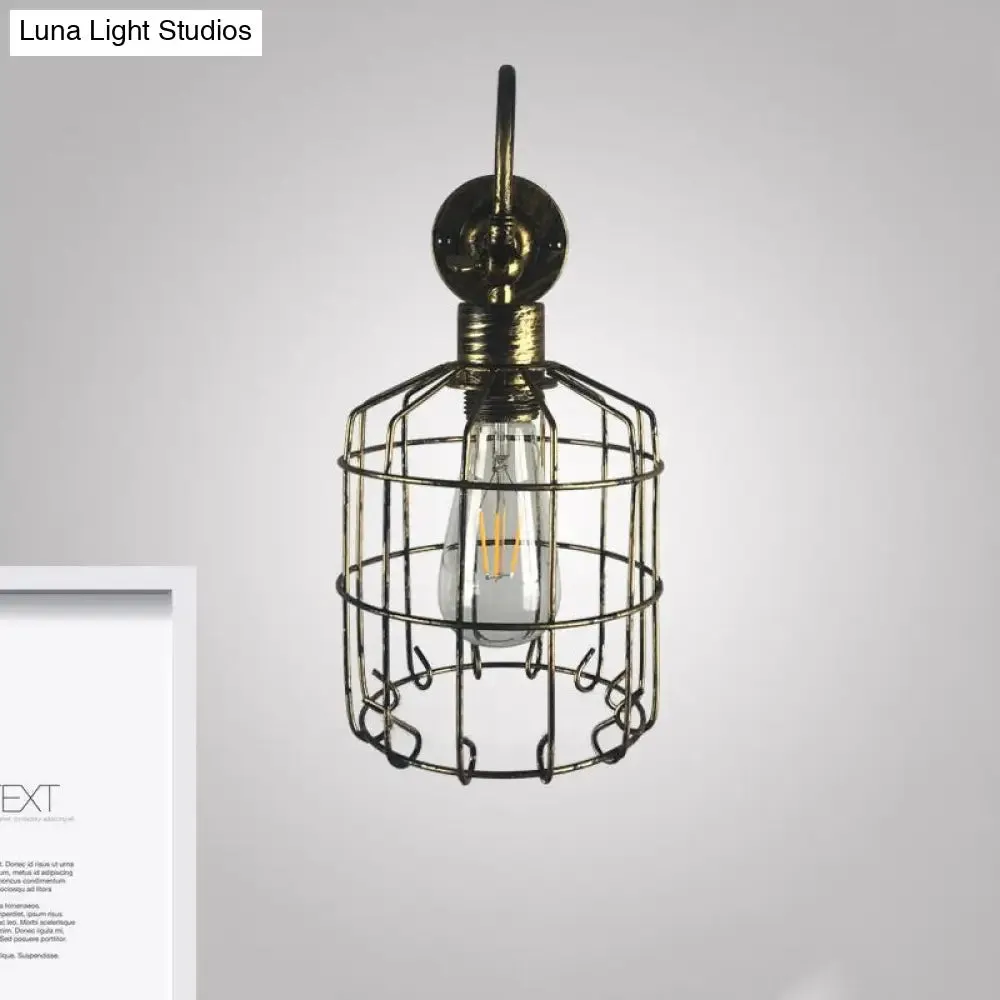 Rustic Stylish Birdcage Iron Wall Sconce Light Fixture - Antique Brass/Weathered Copper - Perfect for Restaurants