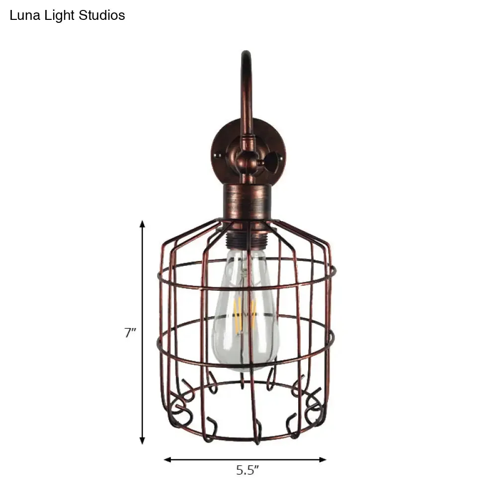 Rustic Stylish Birdcage Iron Wall Sconce Light Fixture - Antique Brass/Weathered Copper - Perfect for Restaurants