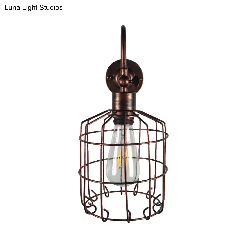 Rustic Stylish Birdcage Iron Wall Sconce Light Fixture - Antique Brass/Weathered Copper - Perfect for Restaurants