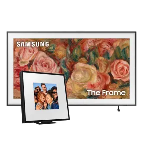 Samsung LS03D 85" The Frame QLED 4K HDR Smart TV with Slim-Fit Wall Mount (2024) and HW-LS60D Music Frame Bluetooth Speaker with Wall Mount