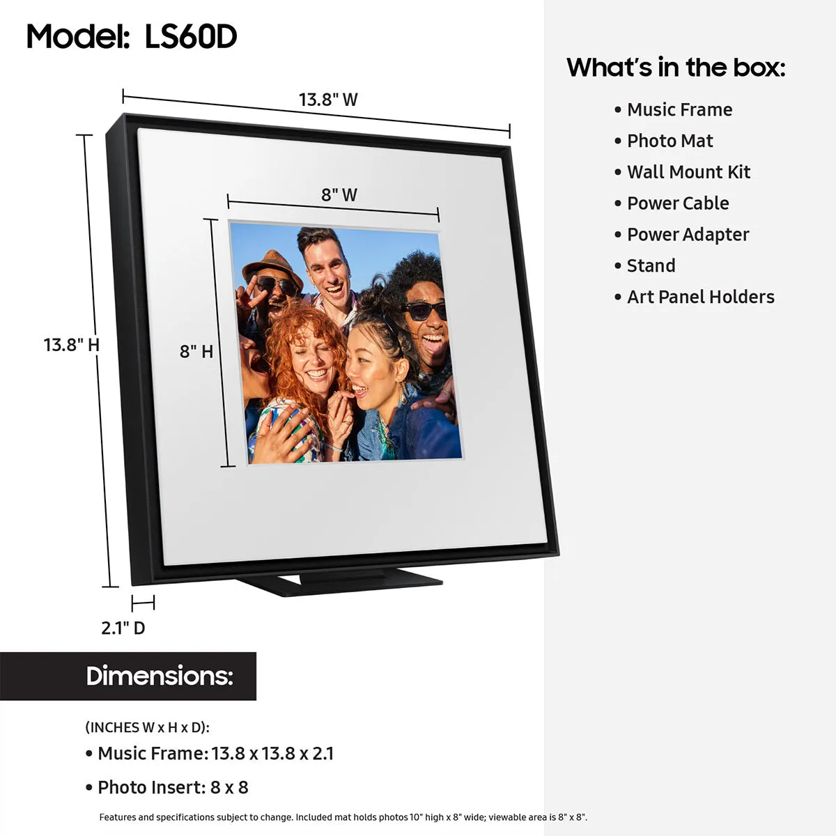 Samsung LS03D 85" The Frame QLED 4K HDR Smart TV with Slim-Fit Wall Mount (2024) and HW-LS60D Music Frame Bluetooth Speaker with Wall Mount