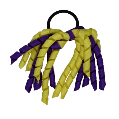 School Hair Accessories Short Curly Ponytail Streamer Hair Tie - Lemon Yellow (28 colours options to pick from)