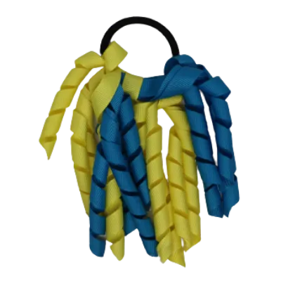School Hair Accessories Short Curly Ponytail Streamer Hair Tie - Lemon Yellow (28 colours options to pick from)