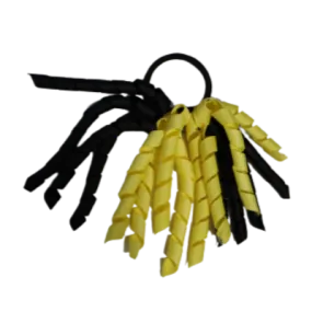 School Hair Accessories Short Curly Ponytail Streamer Hair Tie - Lemon Yellow (28 colours options to pick from)