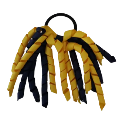 School Hair Accessories Short Curly Ponytail Streamer Hair Tie - Lemon Yellow (28 colours options to pick from)
