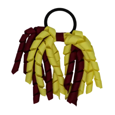 School Hair Accessories Short Curly Ponytail Streamer Hair Tie - Lemon Yellow (28 colours options to pick from)