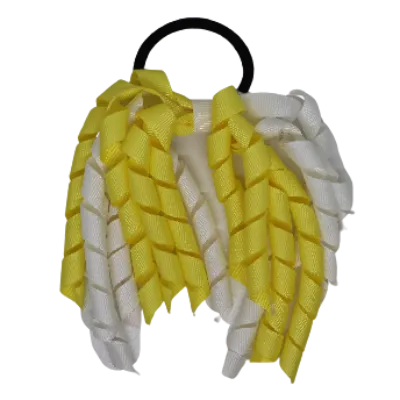 School Hair Accessories Short Curly Ponytail Streamer Hair Tie - Lemon Yellow (28 colours options to pick from)
