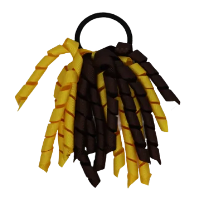 School Hair Accessories Short Curly Ponytail Streamer Hair Tie - Lemon Yellow (28 colours options to pick from)