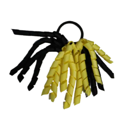 School Hair Accessories Short Curly Ponytail Streamer Hair Tie - Lemon Yellow (28 colours options to pick from)
