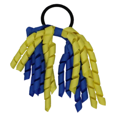 School Hair Accessories Short Curly Ponytail Streamer Hair Tie - Lemon Yellow (28 colours options to pick from)