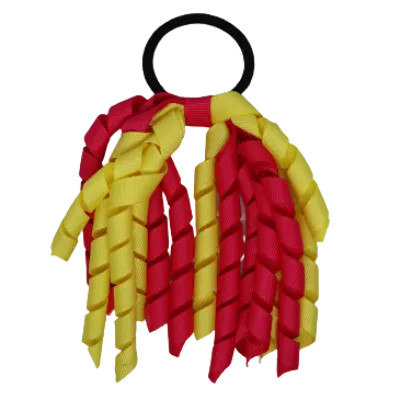 School Hair Accessories Short Curly Ponytail Streamer Hair Tie - Lemon Yellow (28 colours options to pick from)