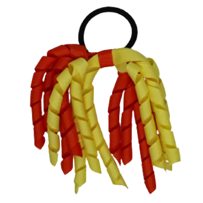 School Hair Accessories Short Curly Ponytail Streamer Hair Tie - Lemon Yellow (28 colours options to pick from)