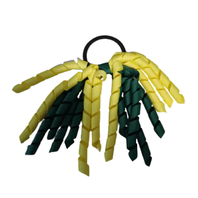 School Hair Accessories Short Curly Ponytail Streamer Hair Tie - Lemon Yellow (28 colours options to pick from)