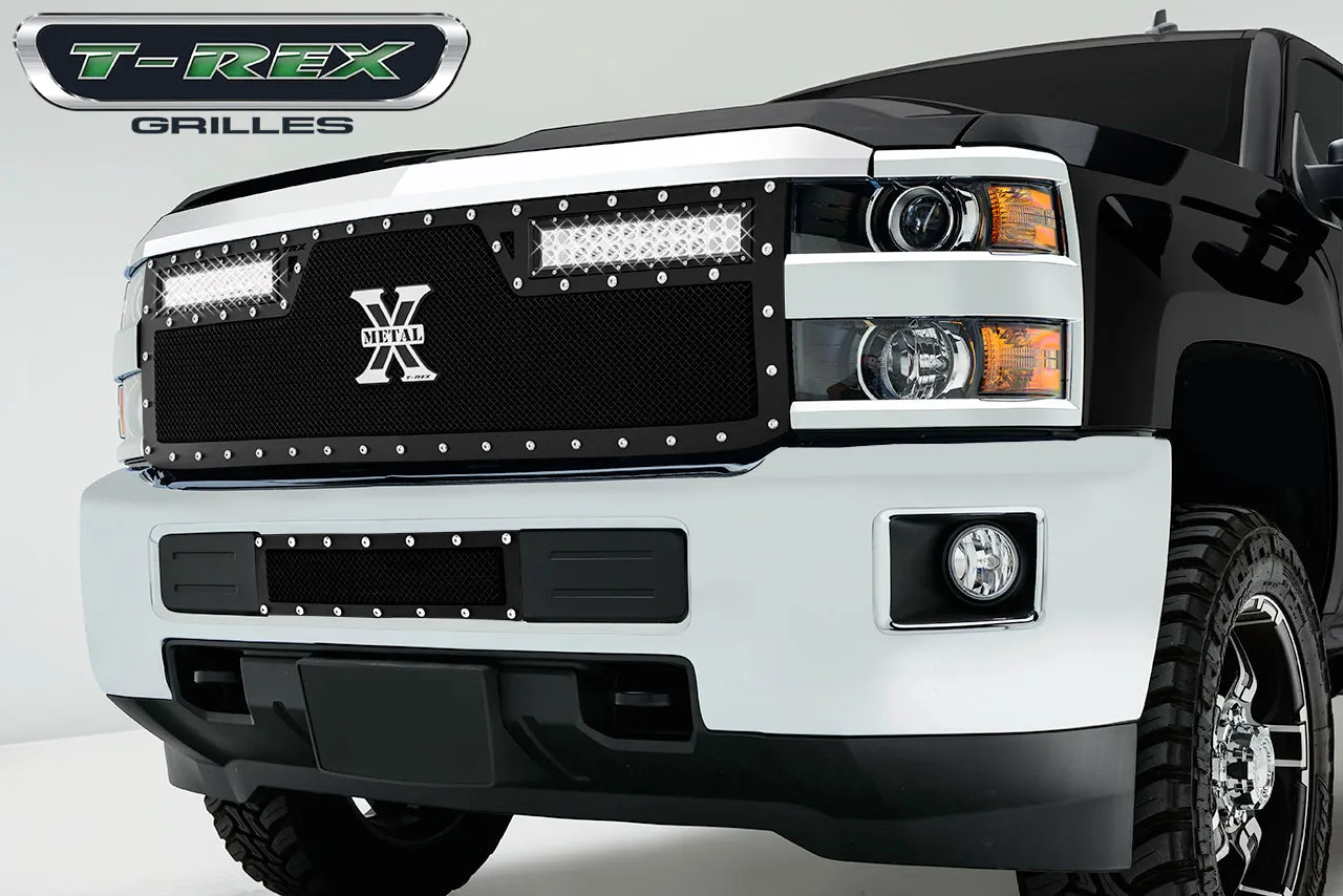 T-REX Torch Series, 1 Piece Grilles w/ 2x 12" Light bars - 2016-2018 Chevy 2500/3500
