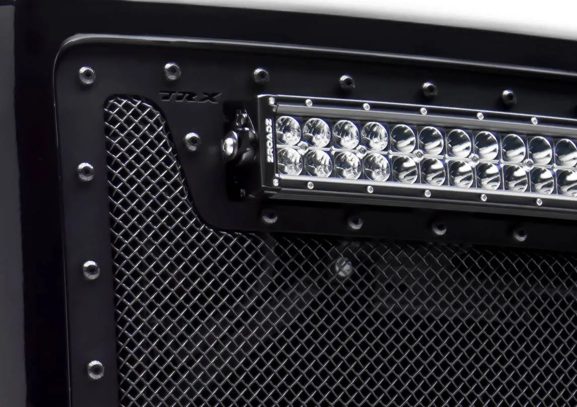 T-REX Torch Series, 1 Piece Grilles w/ 2x 6" light bars and 1x 12" light bar- Powdercoat - 2014-2015 Silverado