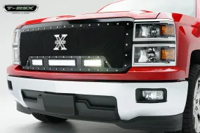 T-REX Torch Series, 1 Piece Grilles w/ 2x 6" light bars and 1x 12" light bar- Powdercoat - 2014-2015 Silverado