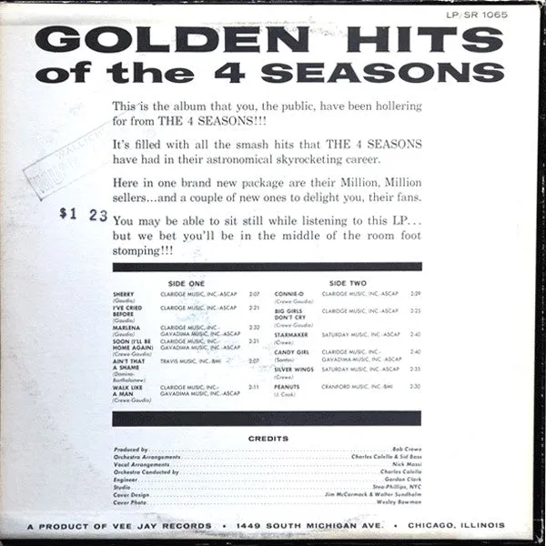 The Four Seasons - Golden Hits Of The 4 Seasons (LP, Comp, Mono, ARP) (VG)