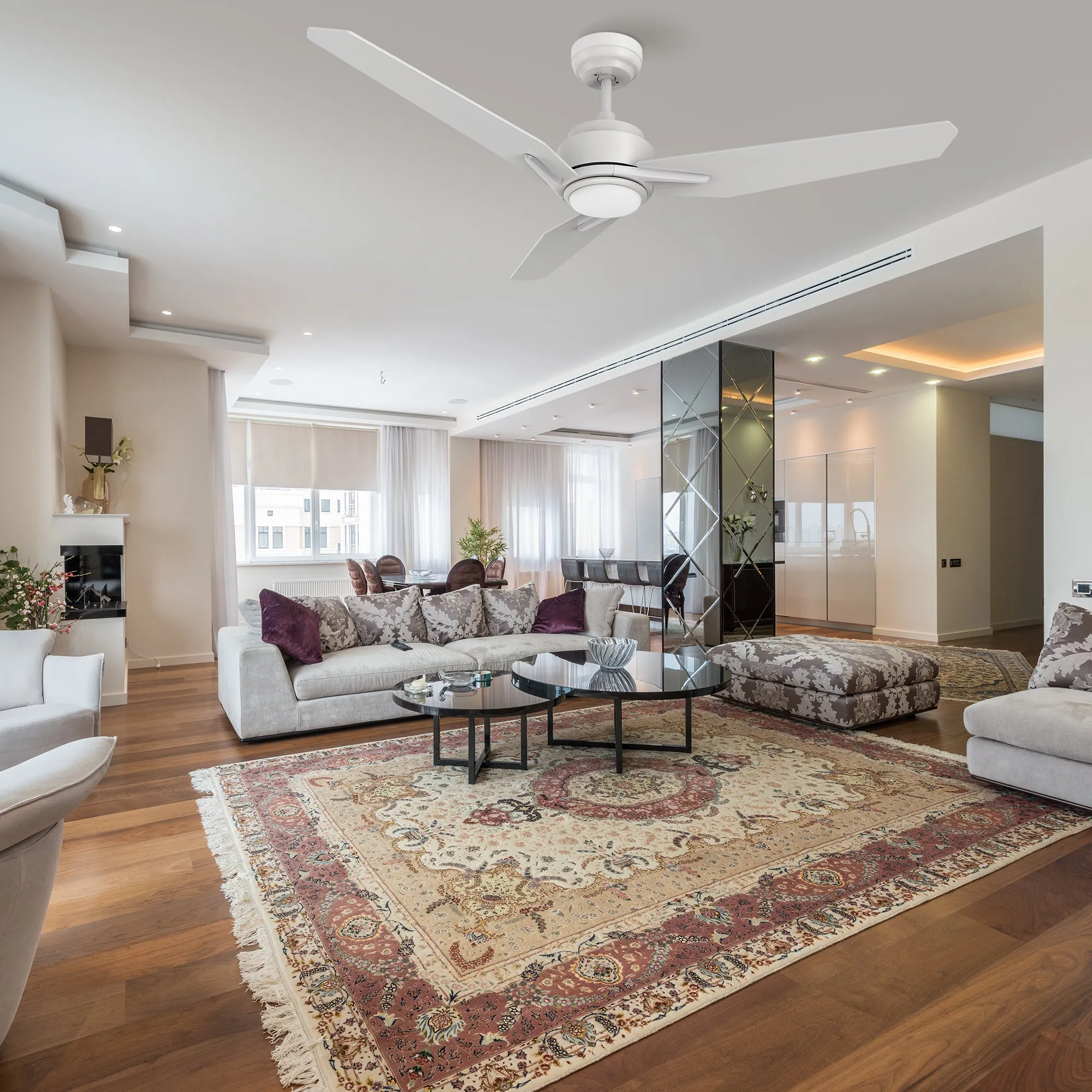 Tilbury Smart Ceiling Fan with LED Light and Remote Outdoor/Indoor 52"