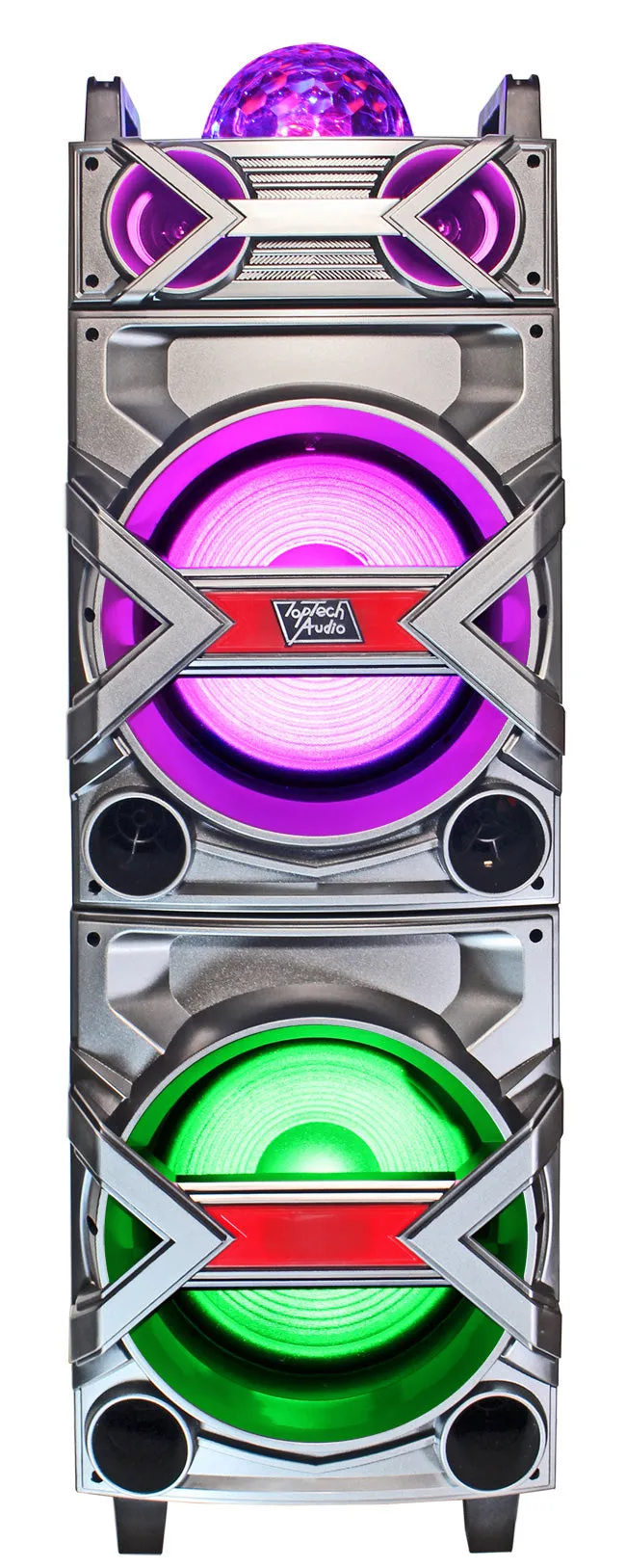 TOPTECH GALAXY-210 2X12" Compact Wireless Speaker with Disco Ball and LED Light Show