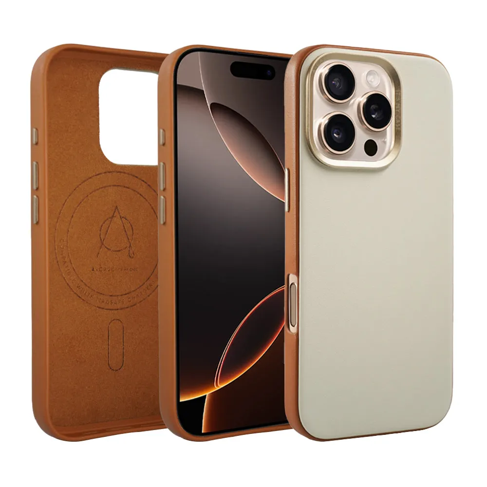 Vegan Leather Case For iPhone 16 Series - Brown
