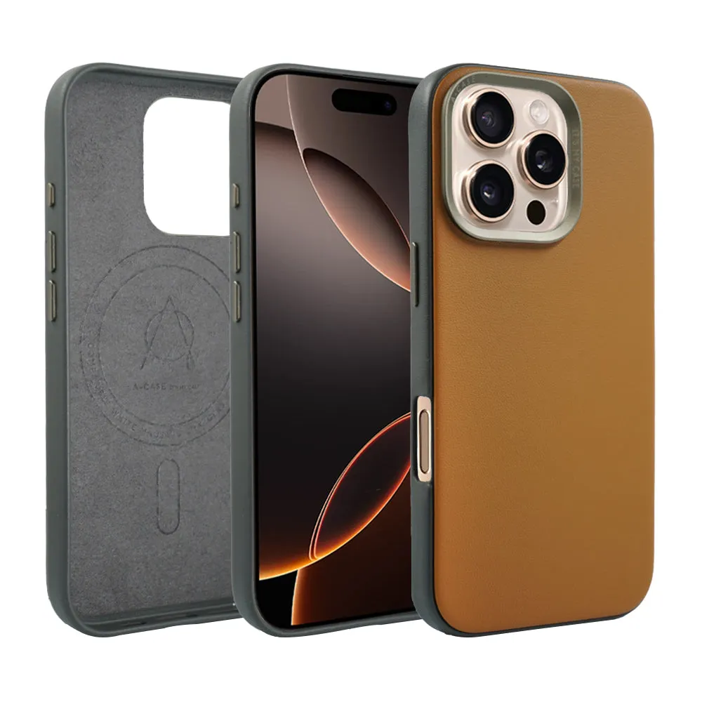 Vegan Leather Case For iPhone 16 Series - Brown