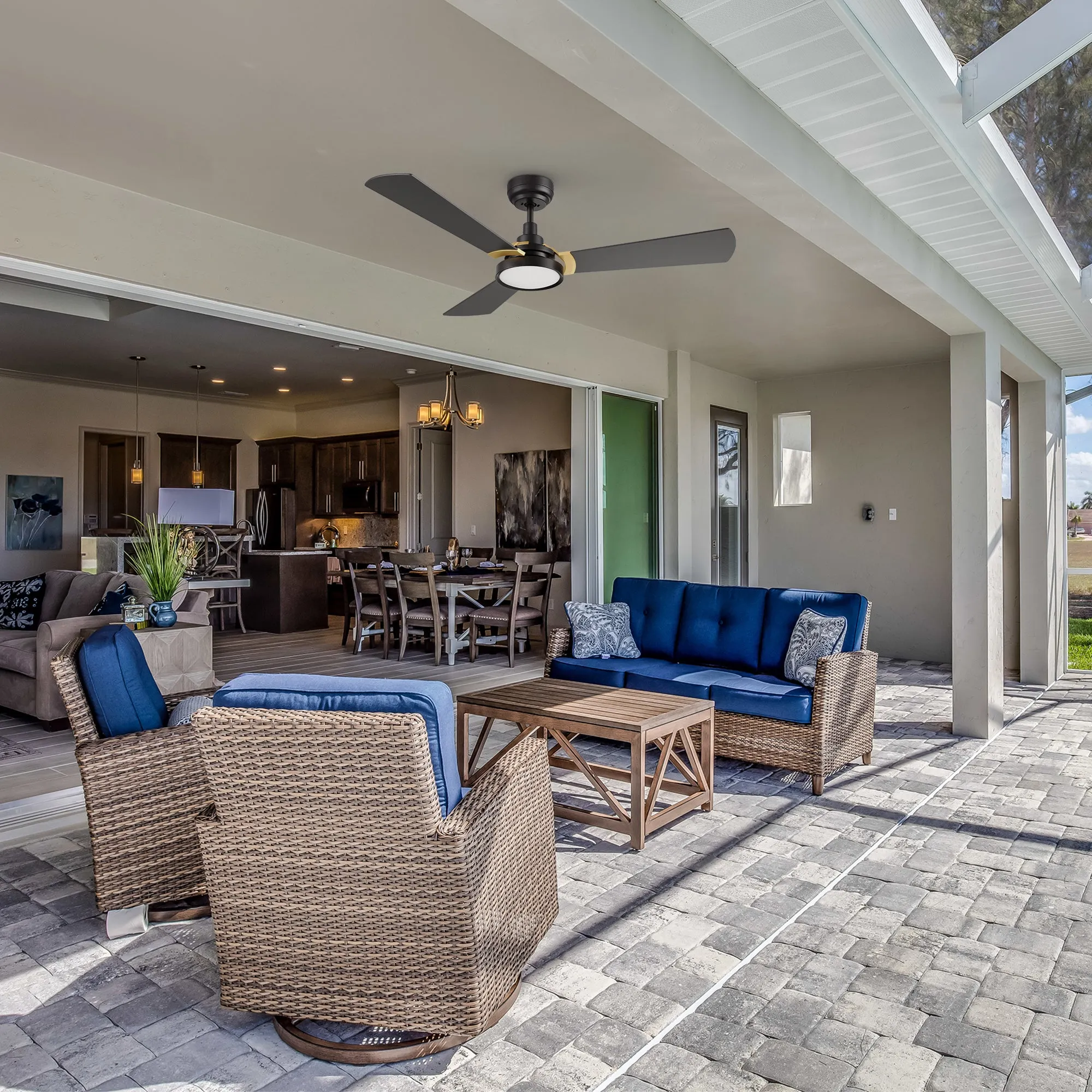 Viter Outdoor Ceiling Fan with Dimmable LED Light Remote-Smart 52"