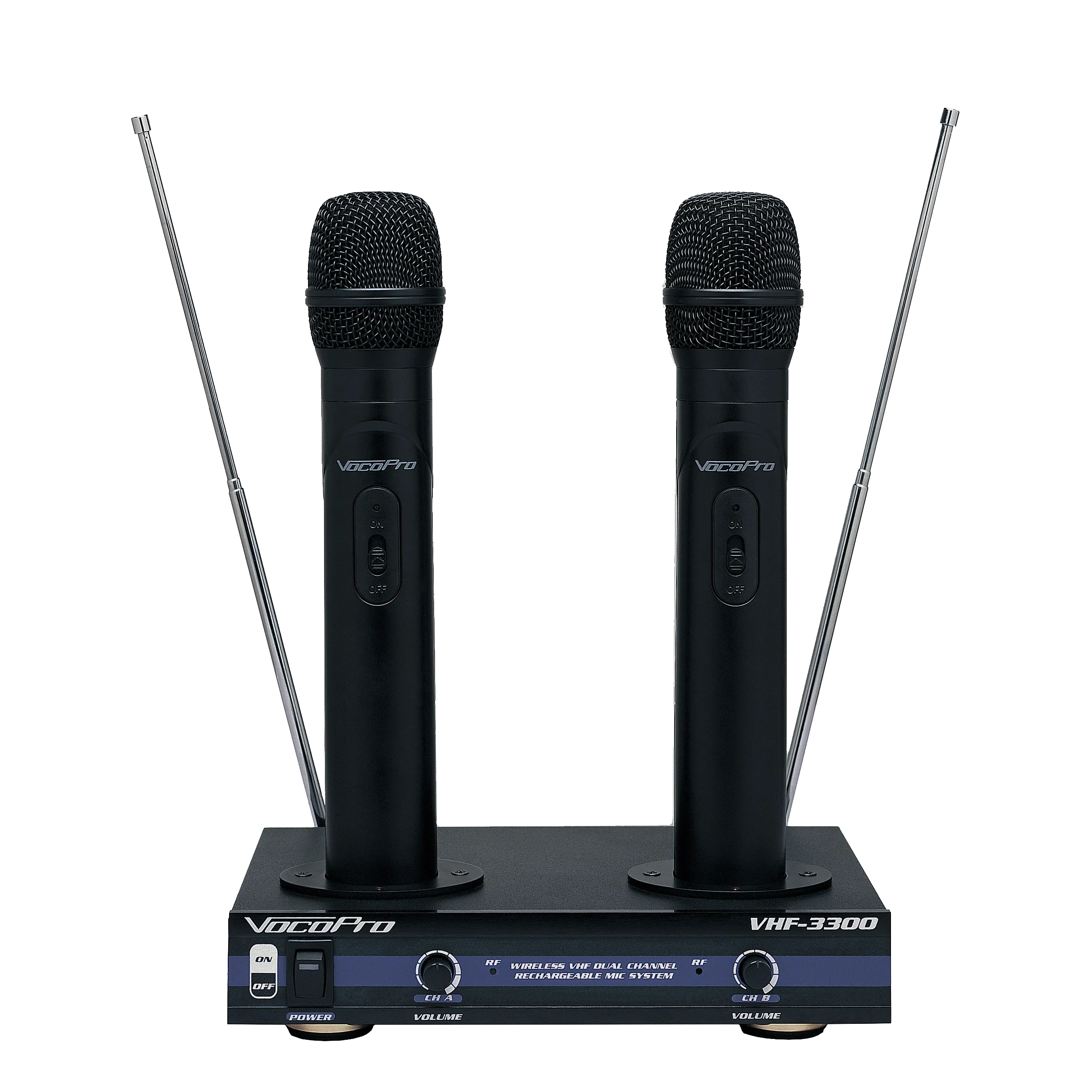 VocoPro VHF-3300 Dual Wireless Rechargeable Mic System