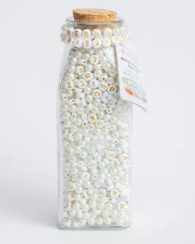 White Christmas Milk Bottle Bead Jar