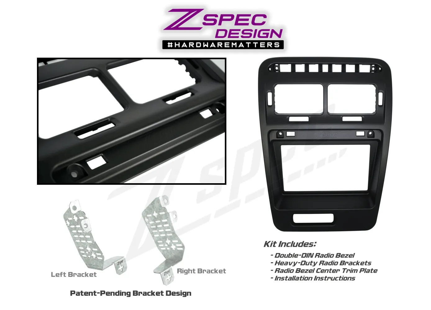 ZSPEC LHD Double-Din Radio Bezel w/Brackets for '90-99 Nissan Z32 300zx