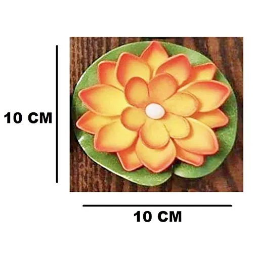 Zusaca Water Sensor Lotus LED Floating Candle Waterproof Yellow Flickering Petals Flameless Ambient Candle Battery Operated Artificial Floating Lotus Candle Glass Bowl (Multicolor)